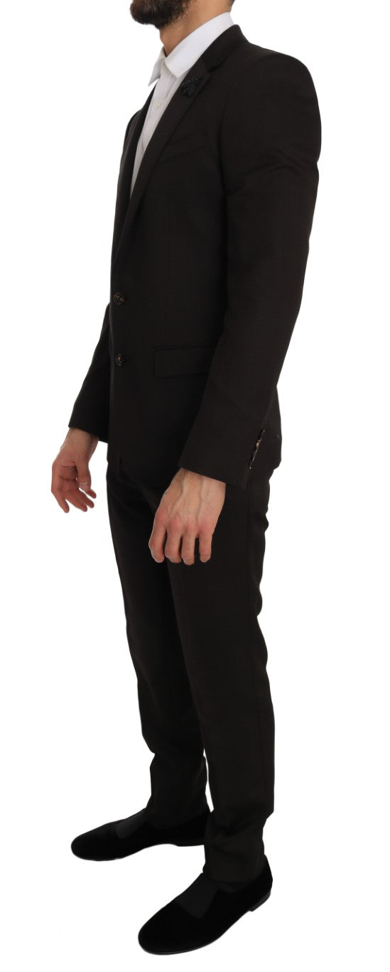 Bruine wollen kristallen bijen slim fit MARTINI