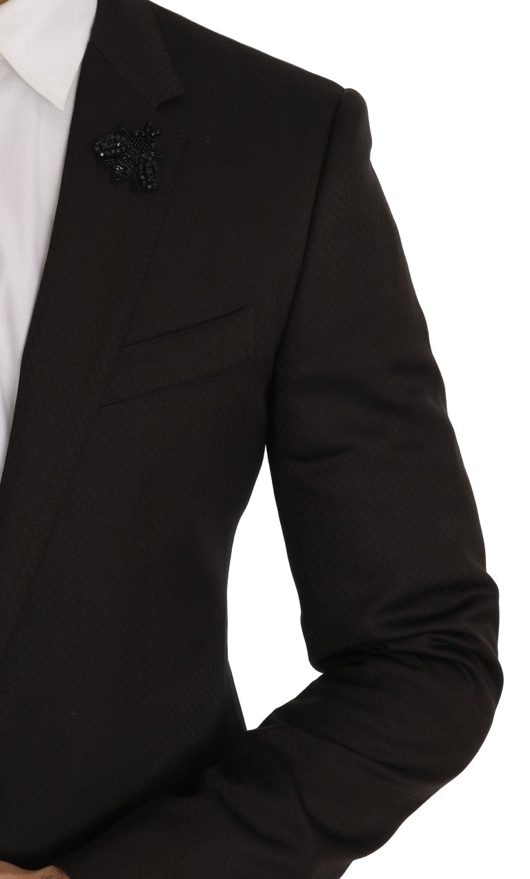Bruine wollen kristallen bijen slim fit MARTINI
