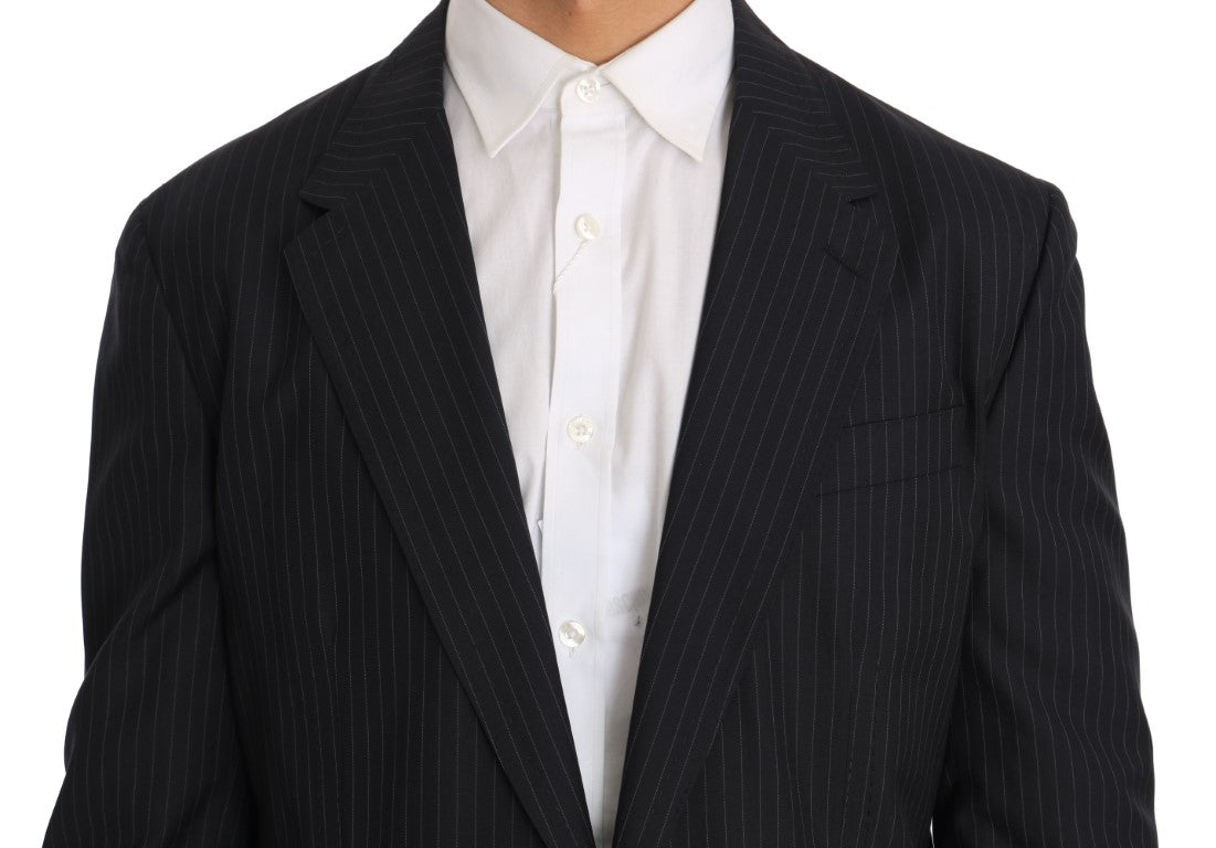 Grijs gestreept wollen jasje, slim-fit blazer
