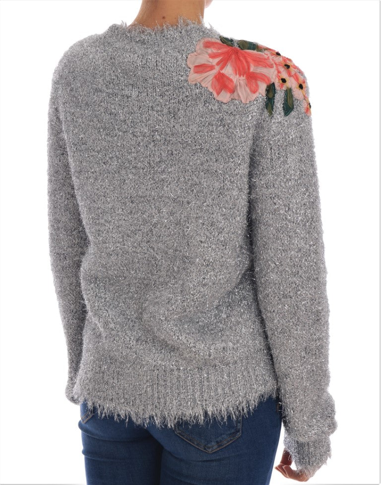 Zilveren vest met bloemenapplicatie
