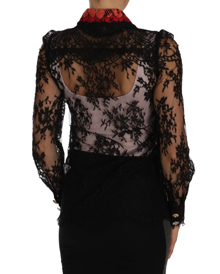 Zwart kanten Crystal SPACE-shirt