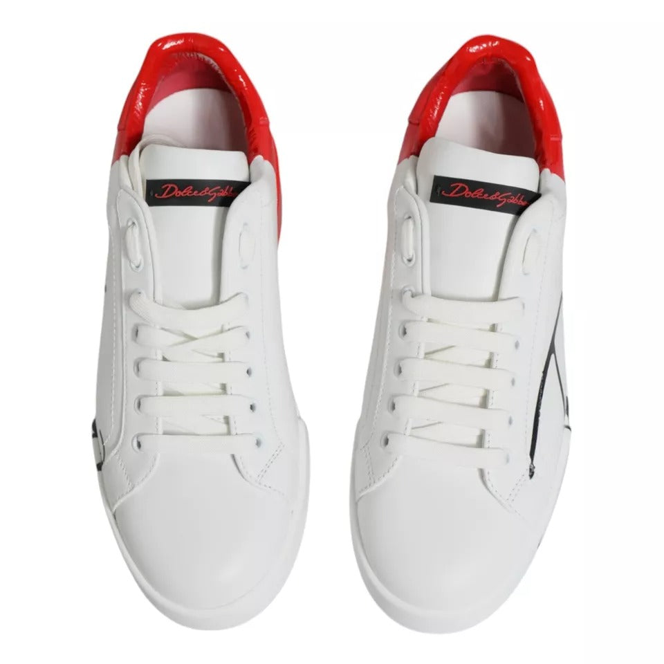 Witte rode Portofino lage sneakers