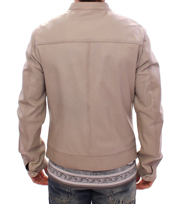 Beige leren jas bikerjas