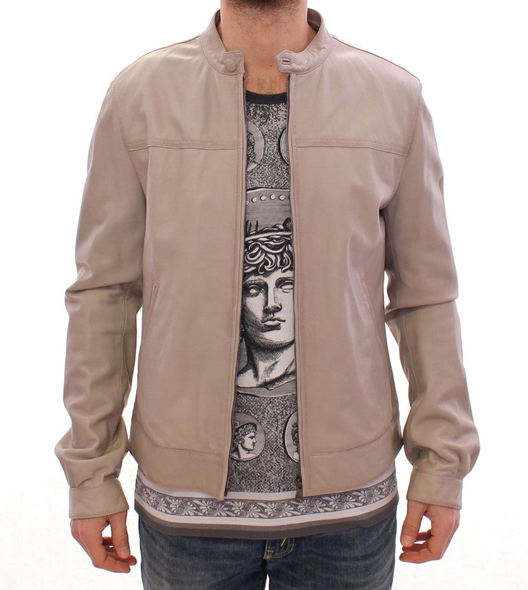 Beige leren jas bikerjas