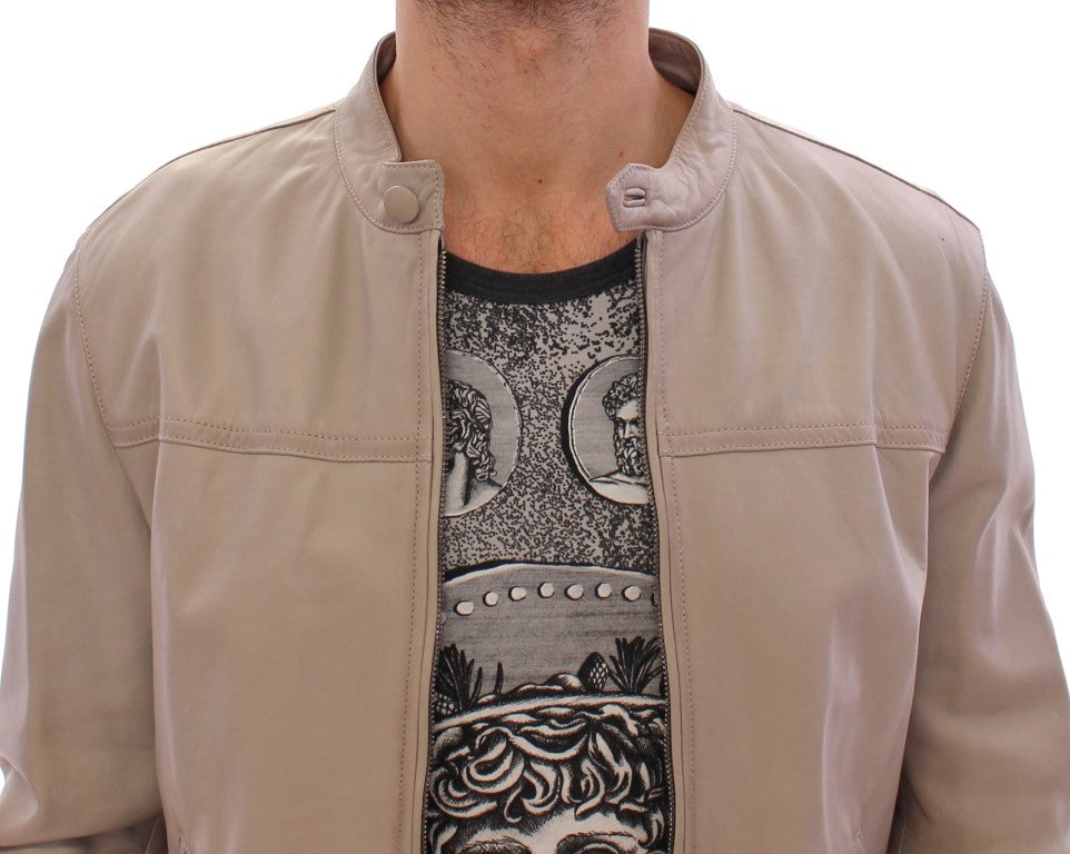 Beige leren jas bikerjas