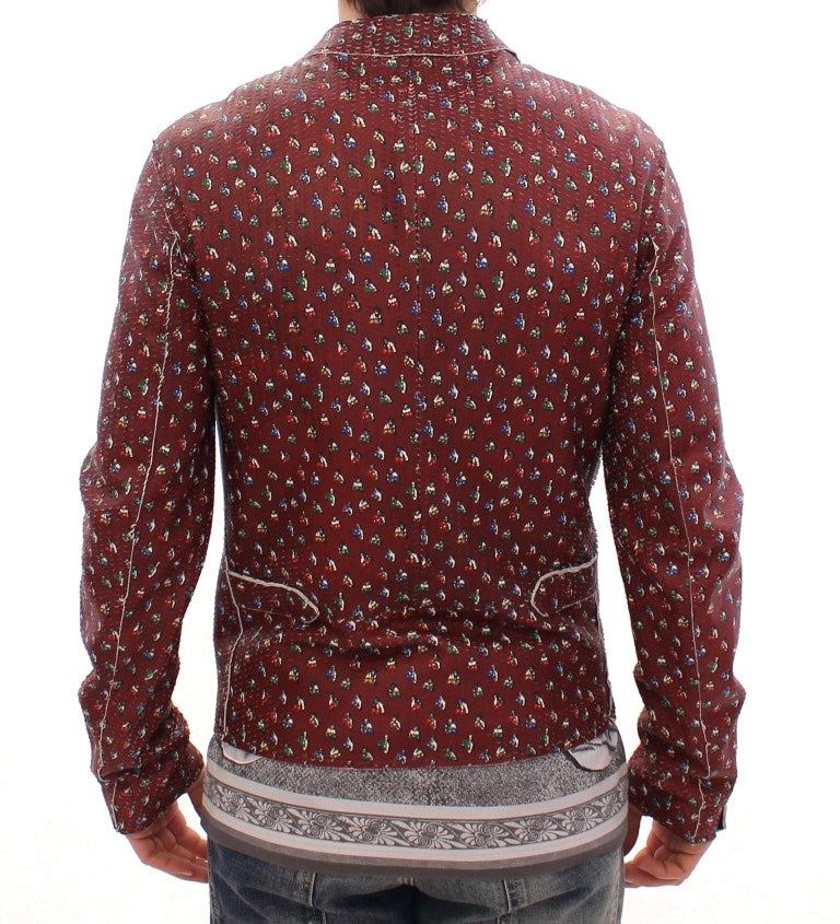 Bordeaux leren boxerjack met print