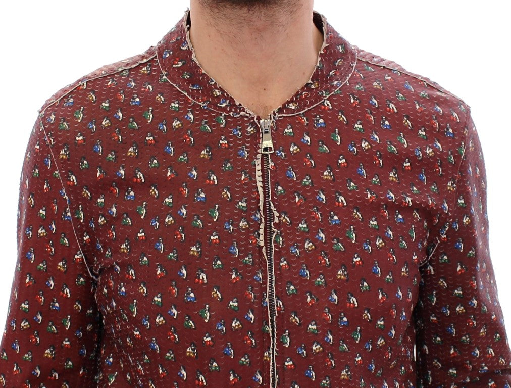 Bordeaux leren boxerjack met print
