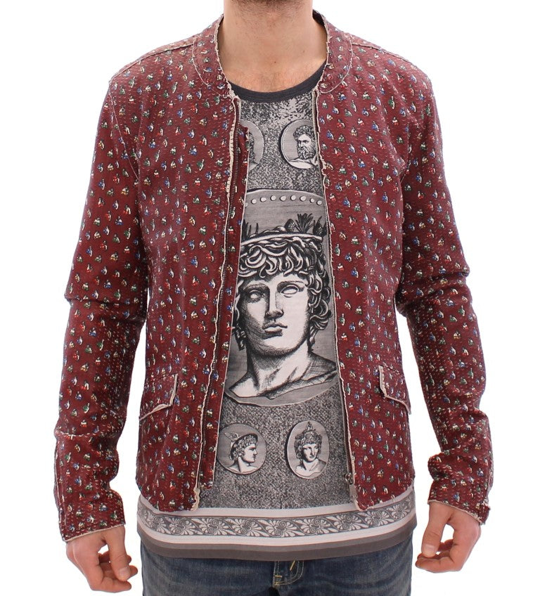 Bordeaux leren boxerjack met print