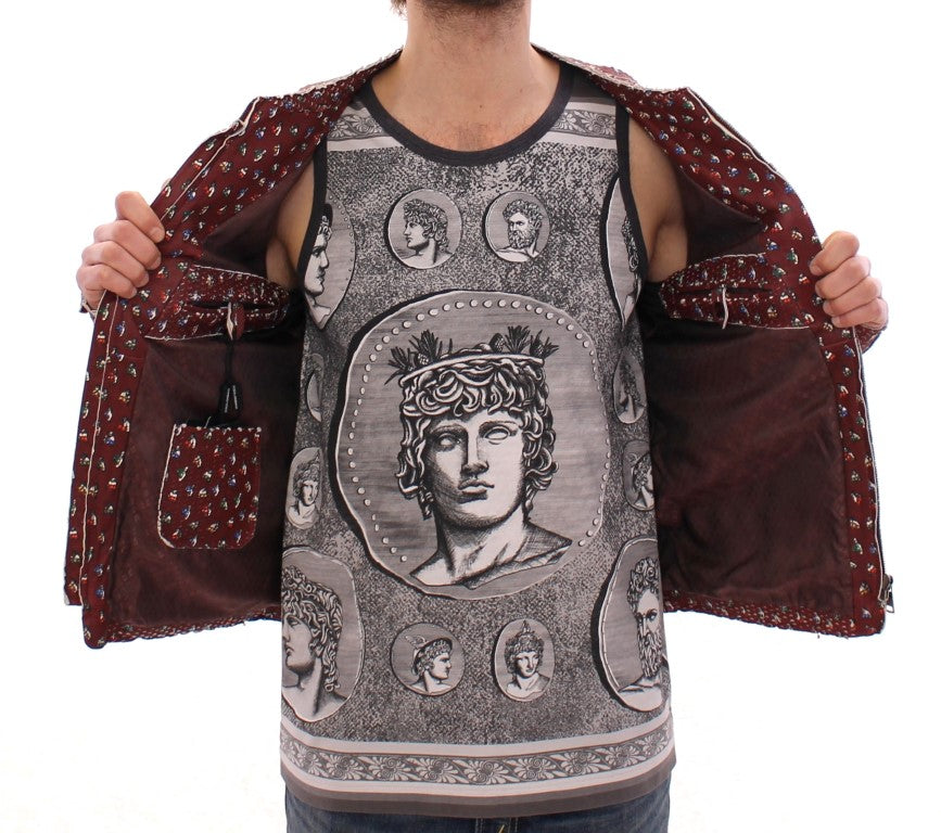 Bordeaux leren boxerjack met print