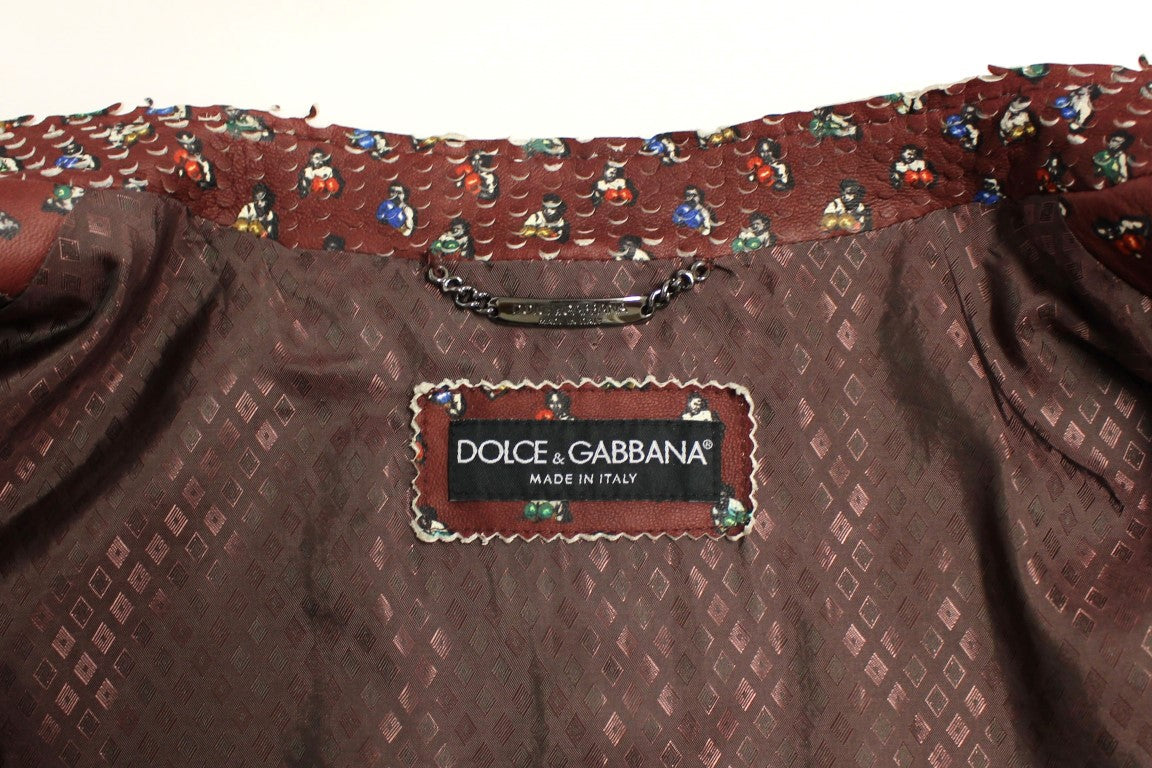 Bordeaux leren boxerjack met print