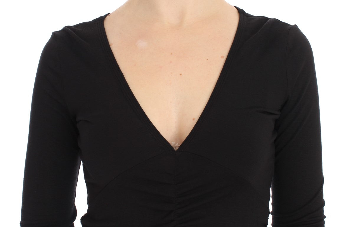 Zwarte stretch trui met lange mouwen