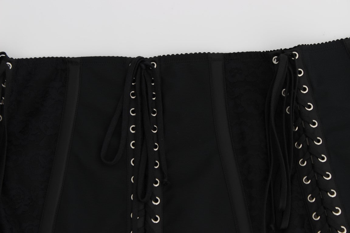 Zwarte stretch korset tailleband riem