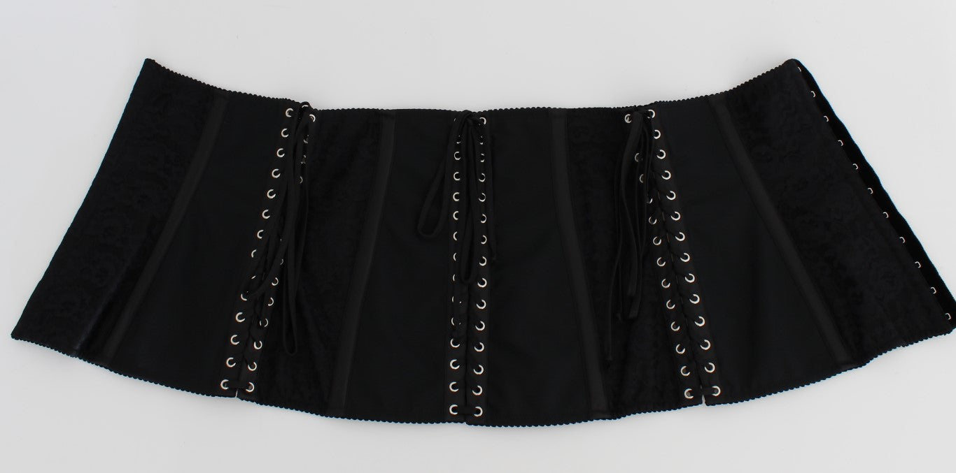 Zwarte stretch korset tailleband riem