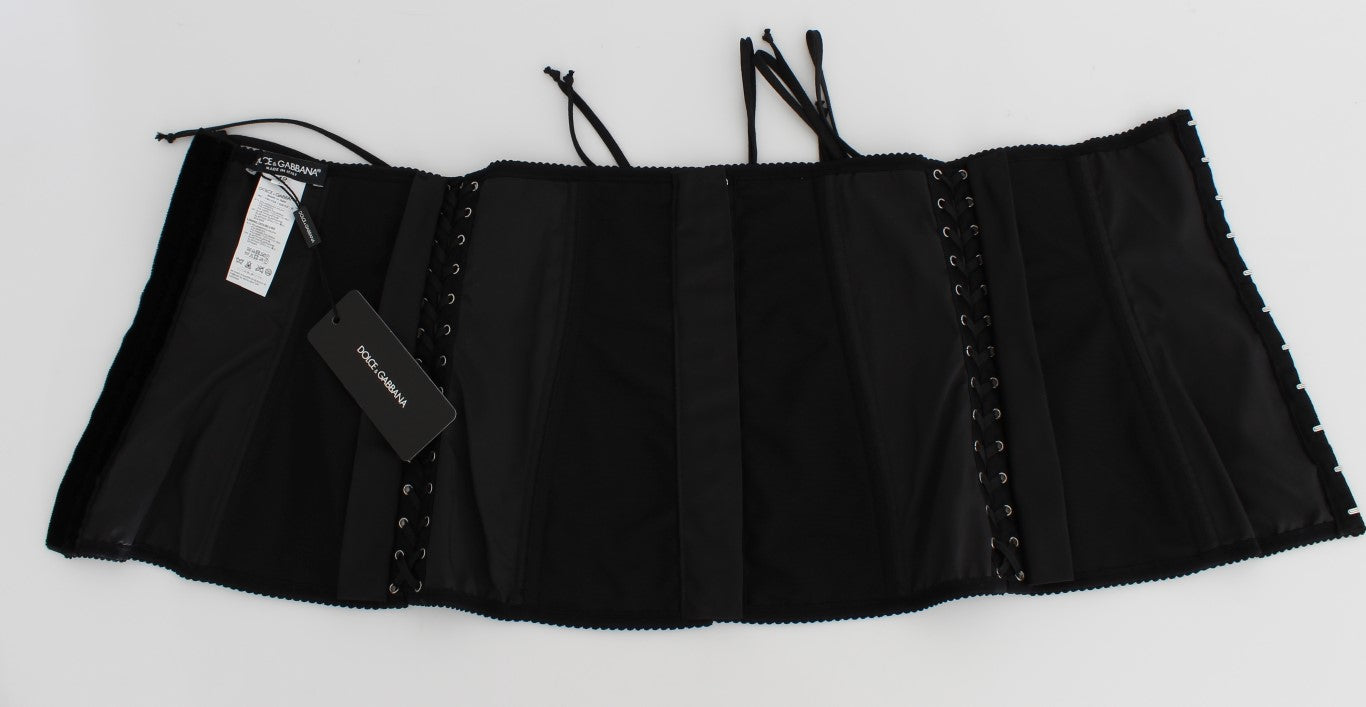 Zwarte stretch korset tailleband riem