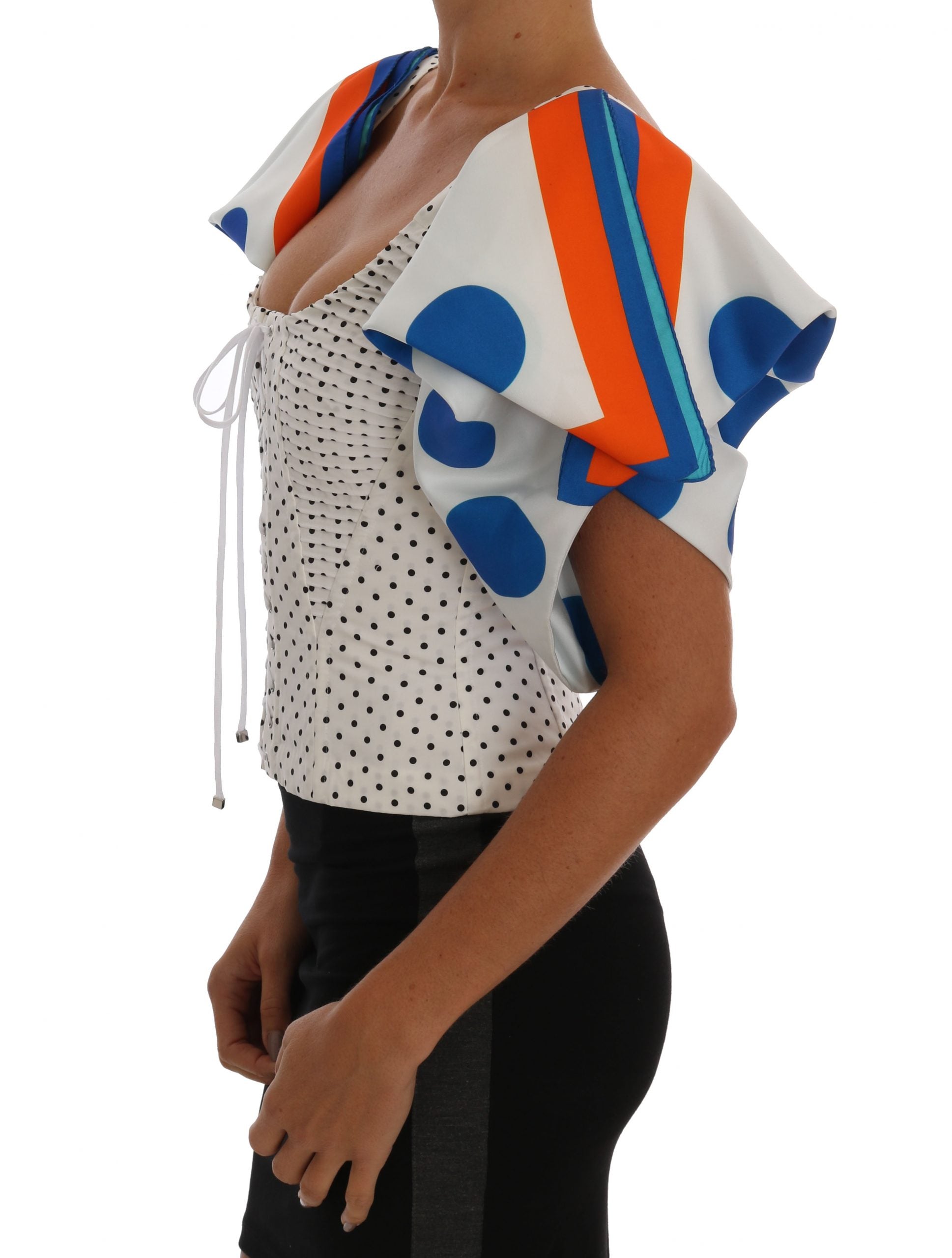 Witte Polka Zijden Corset Bustier Top