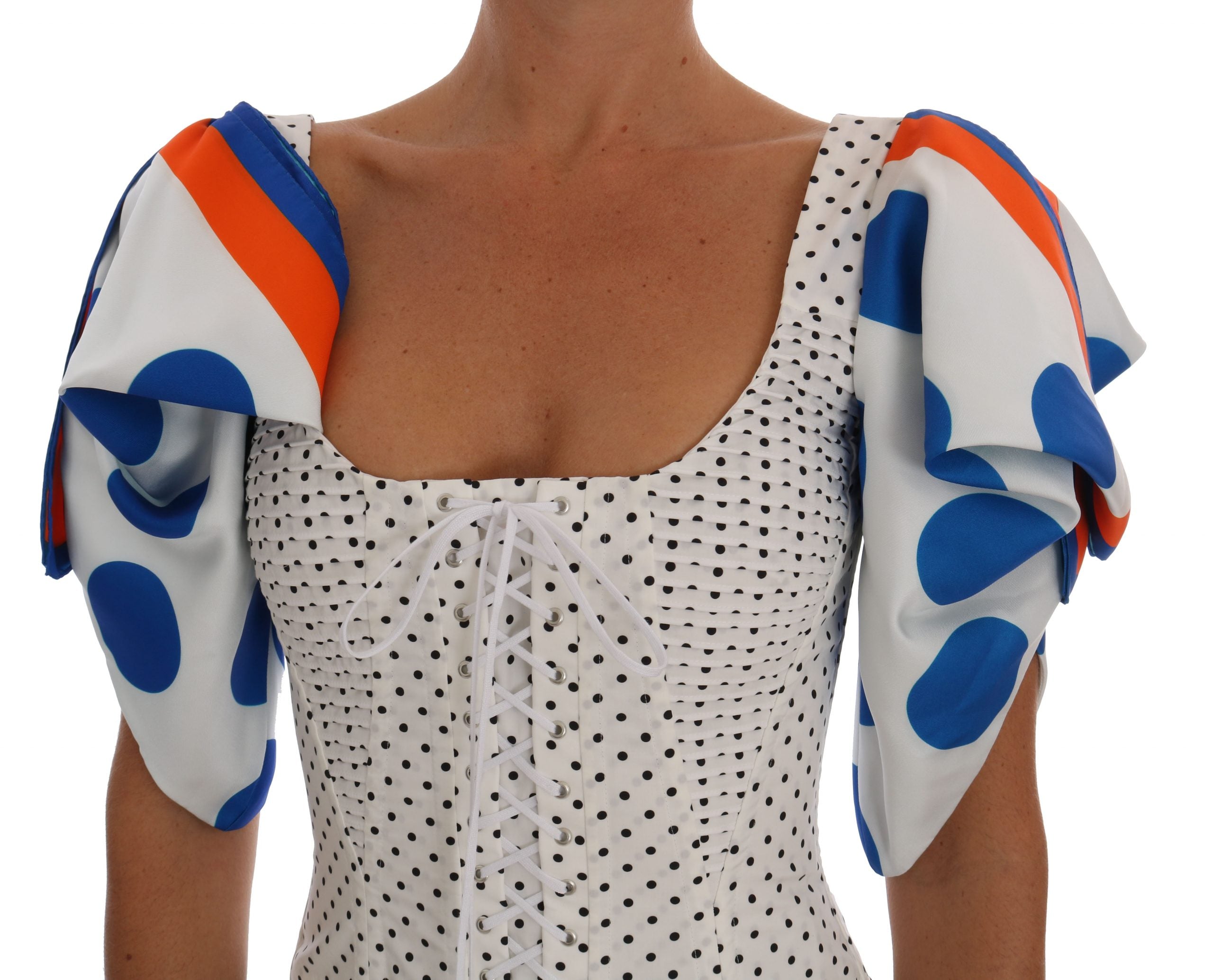 Witte Polka Zijden Corset Bustier Top