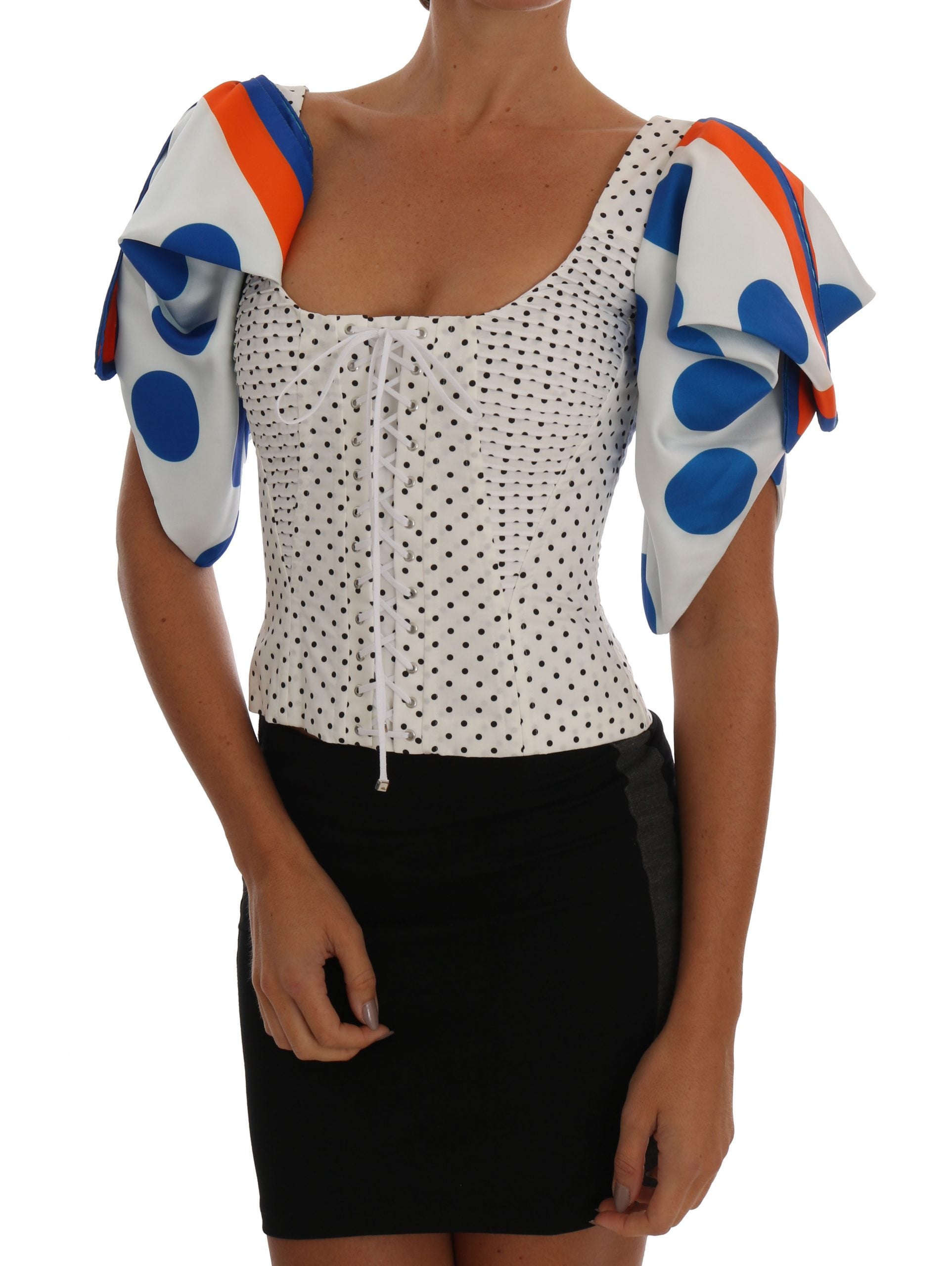 Witte Polka Zijden Corset Bustier Top