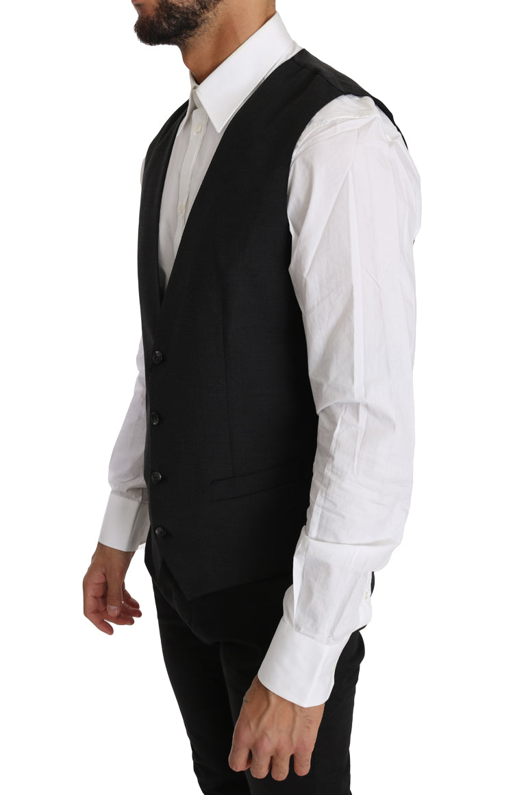 Grijs effen 100% wollen vest