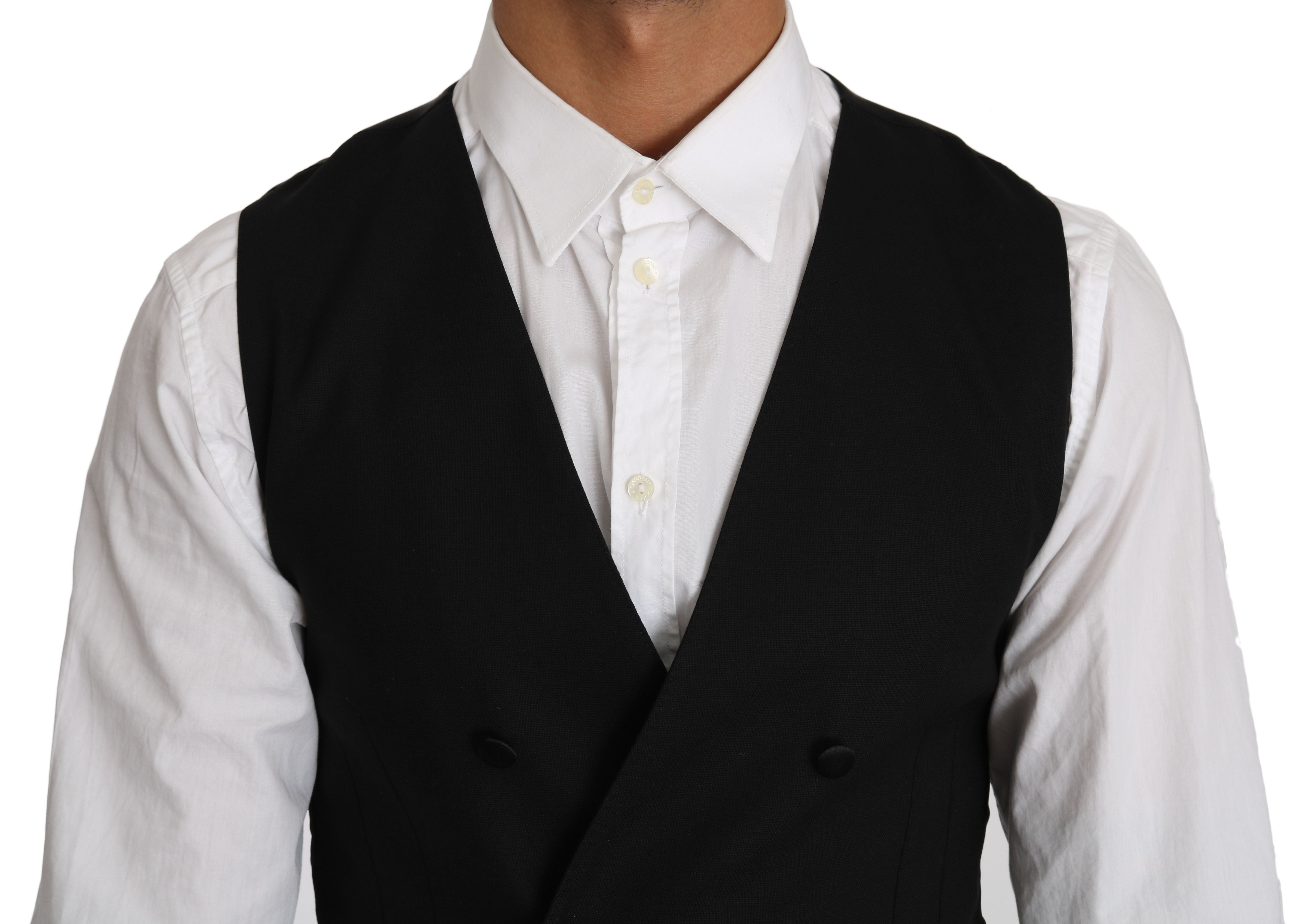 Grijs wollen dubbelrijs vest