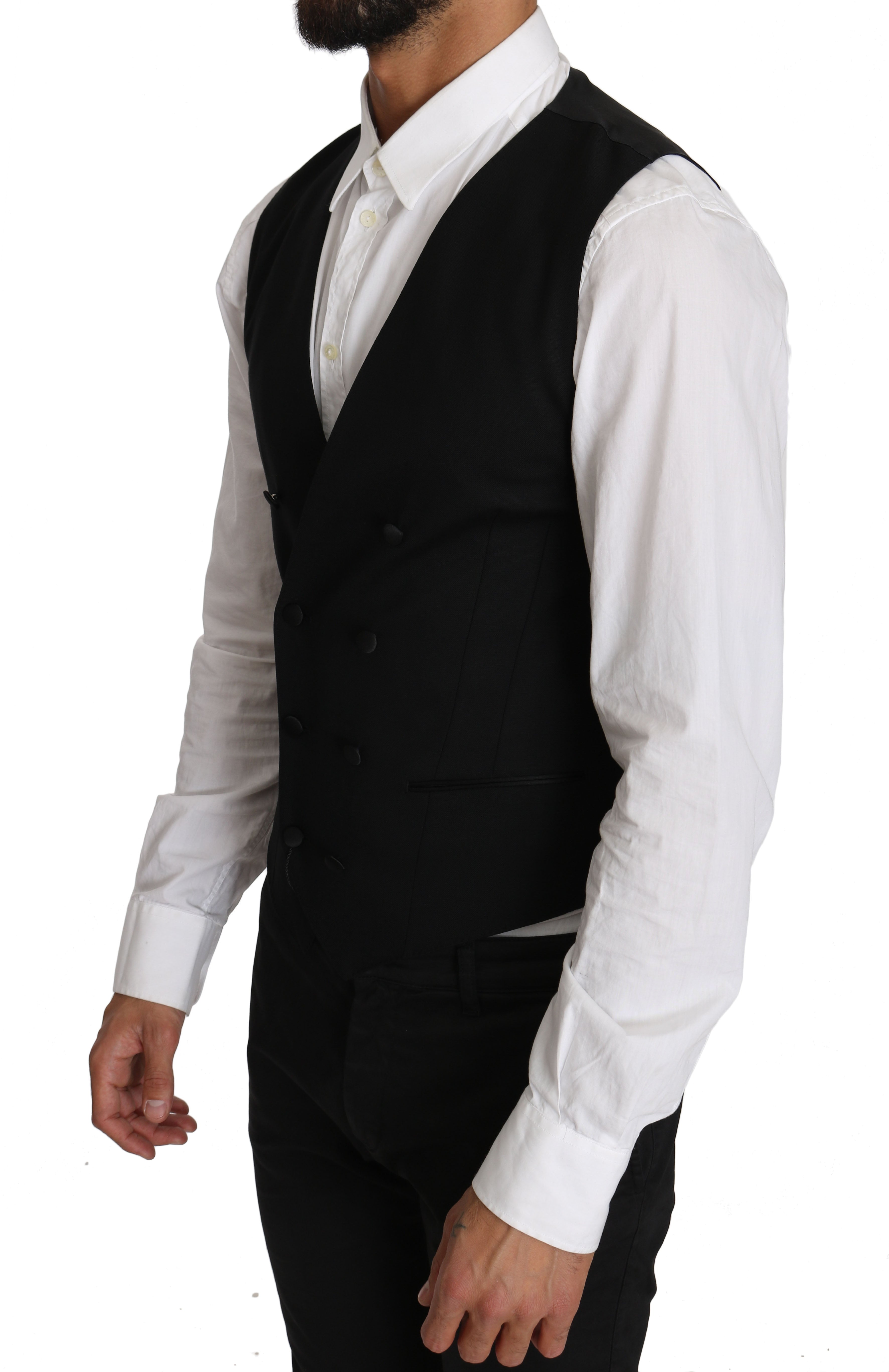 Grijs wollen dubbelrijs vest