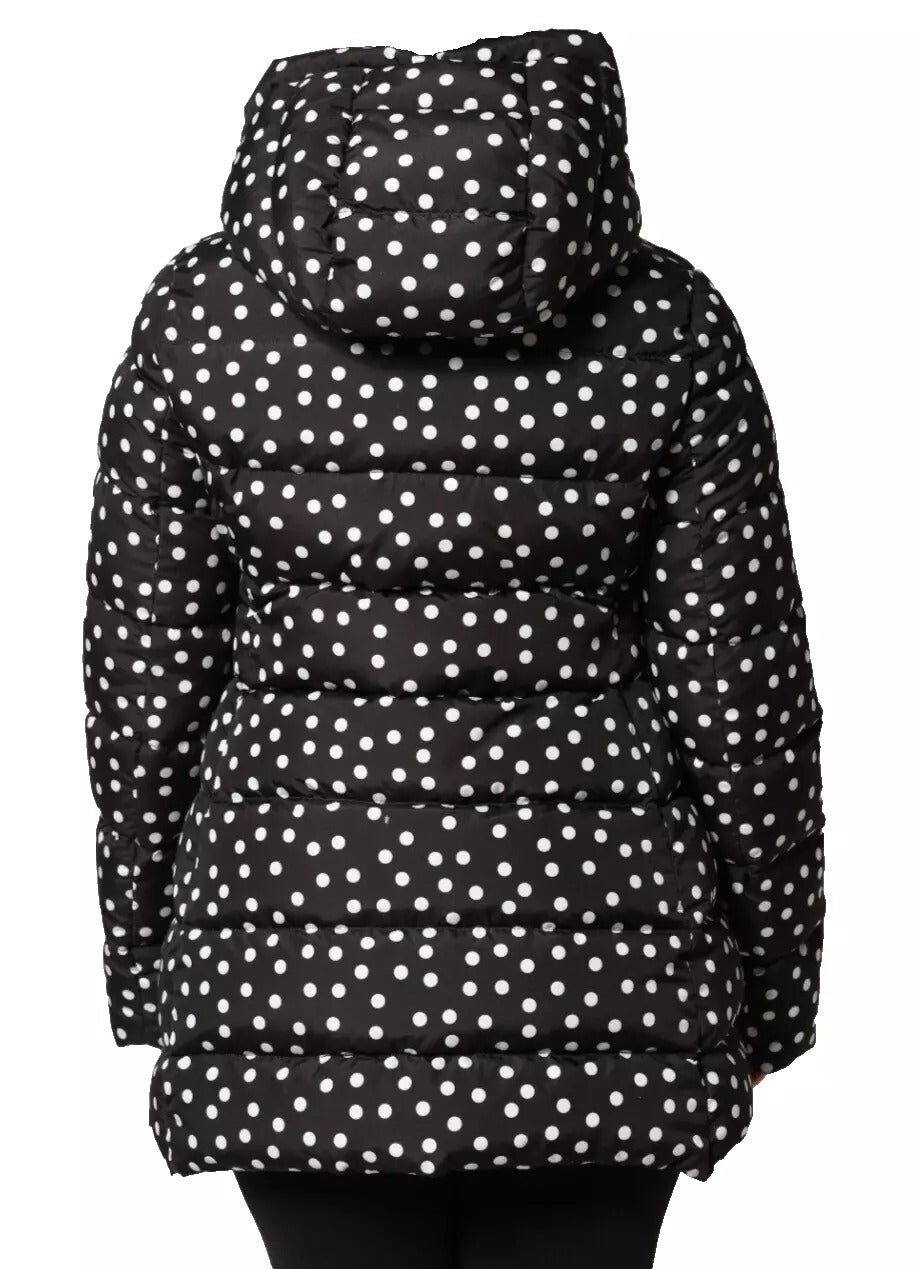Zwarte polyester omkeerbare jas met capuchon