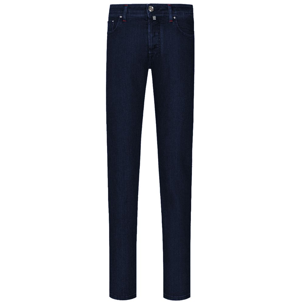 Blauwe katoenen herenjeans met normale pasvorm