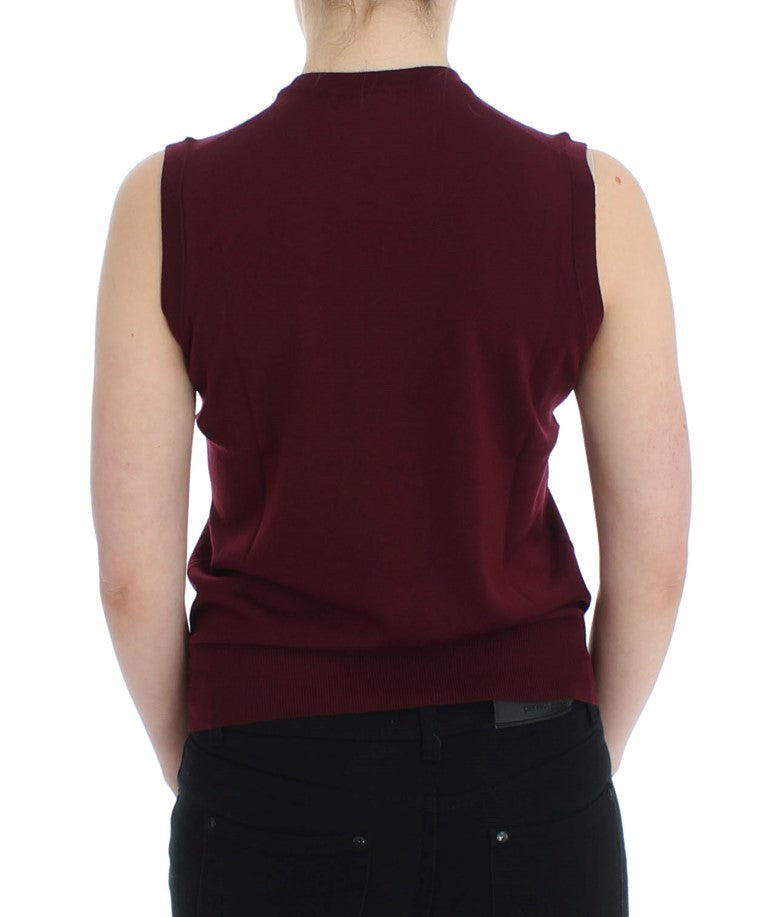 Rode mouwloze ronde hals vest pullover