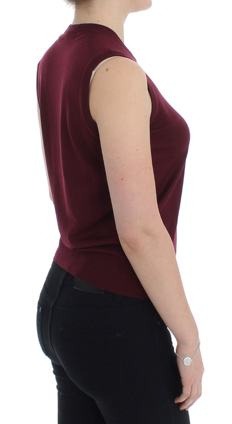 Rode mouwloze ronde hals vest pullover