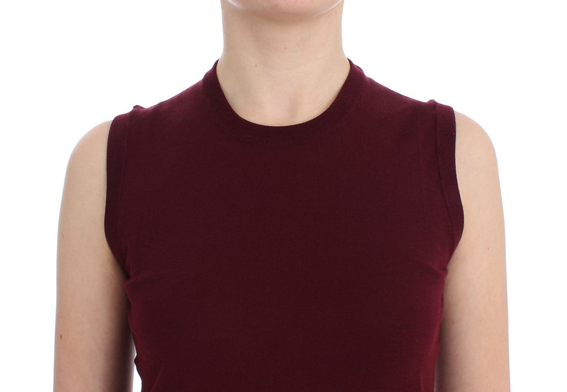 Rode mouwloze ronde hals vest pullover
