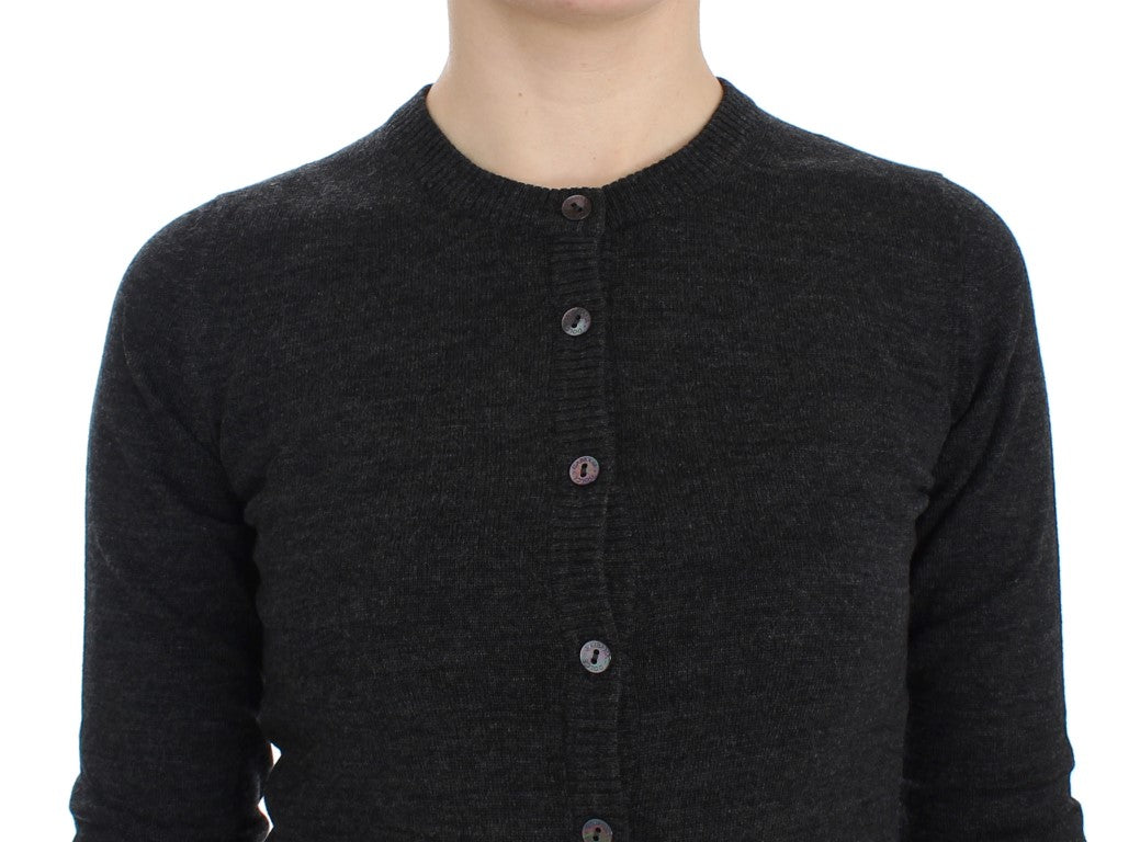 Grijze wollen vest met knoopjes