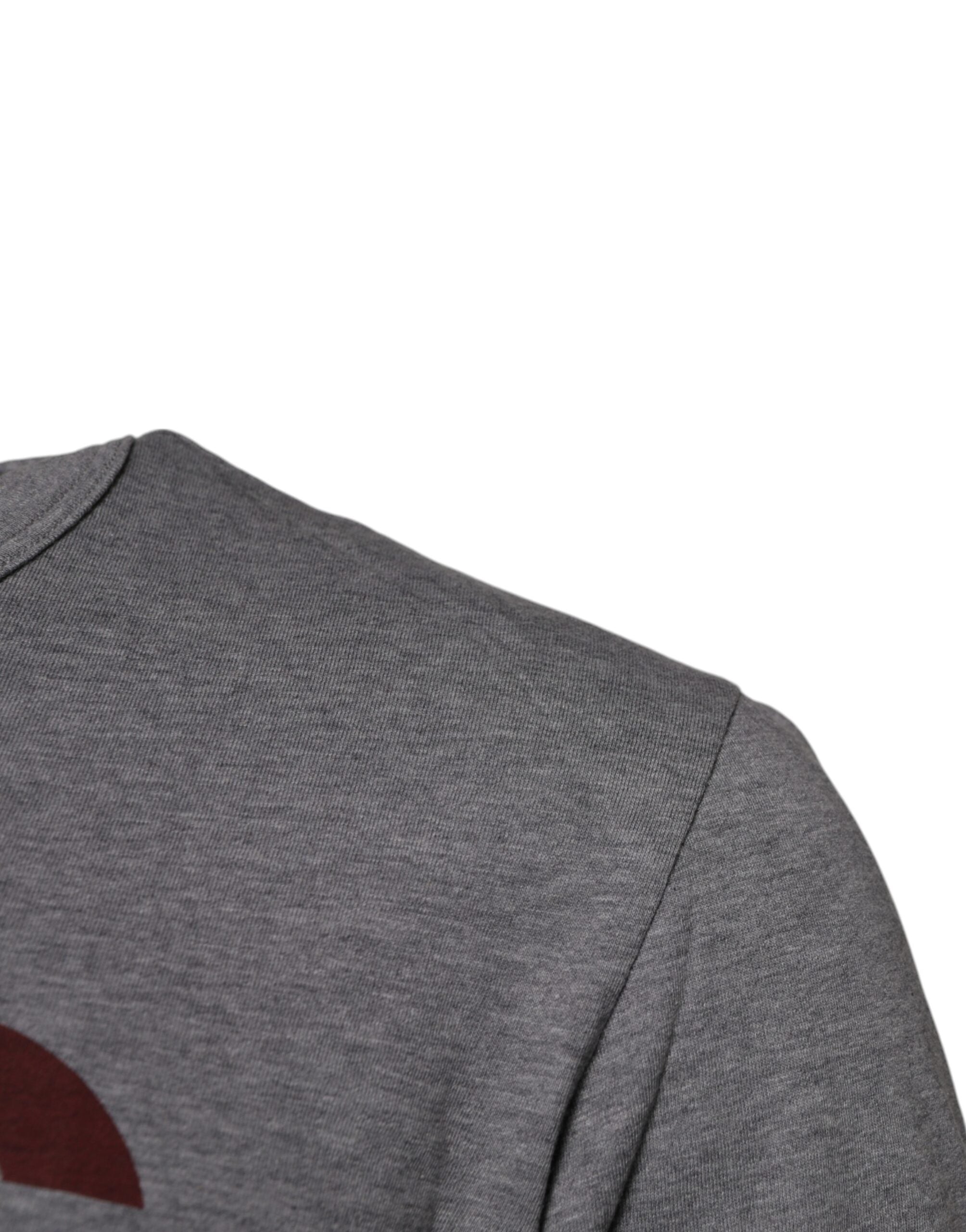 Grijs logoprint katoenen heren T-shirt met ronde hals