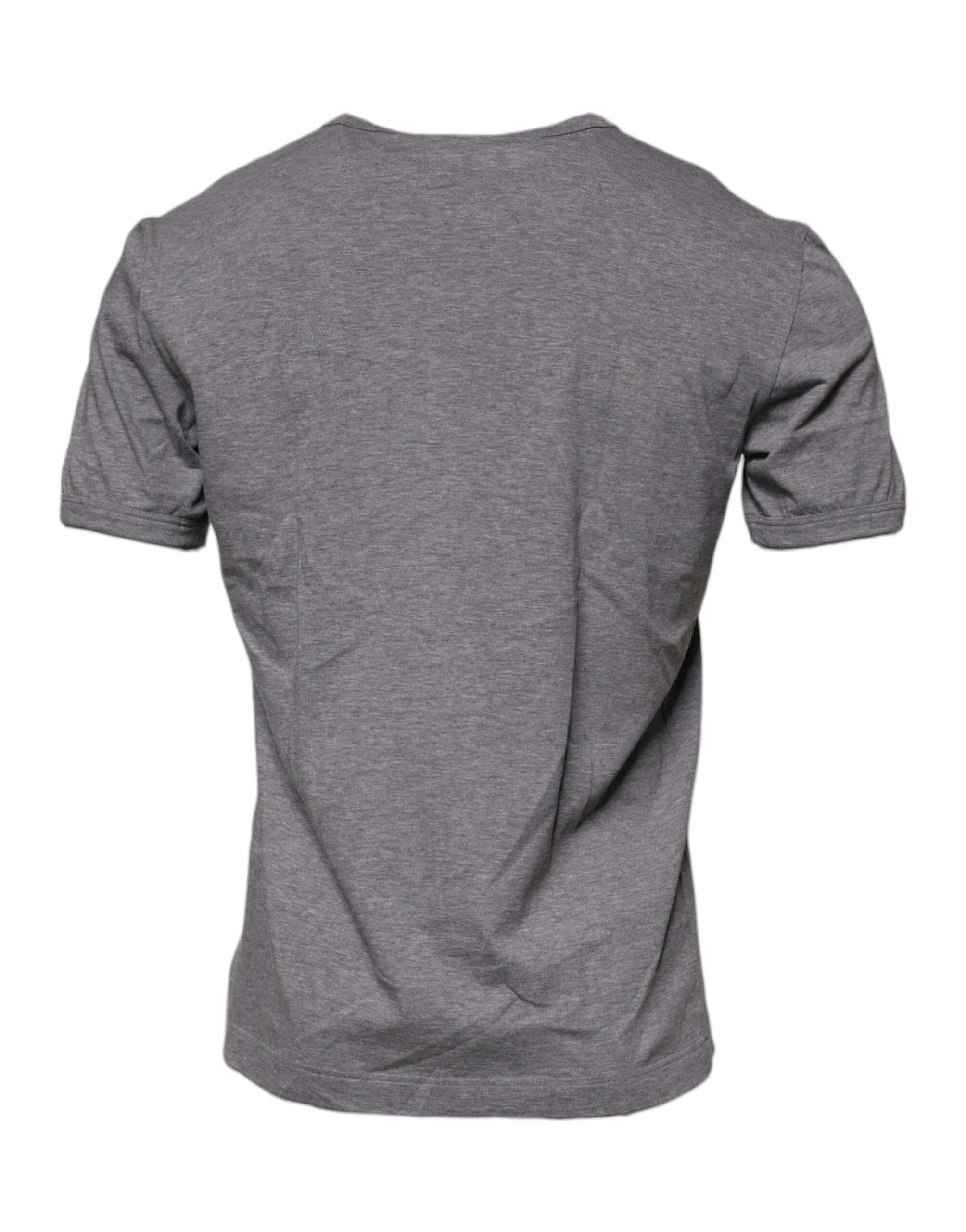 Grijs logoprint katoenen heren T-shirt met ronde hals