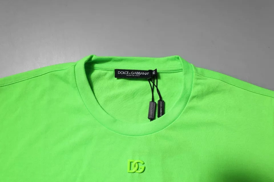 Groen logo polyester ronde hals T-shirt