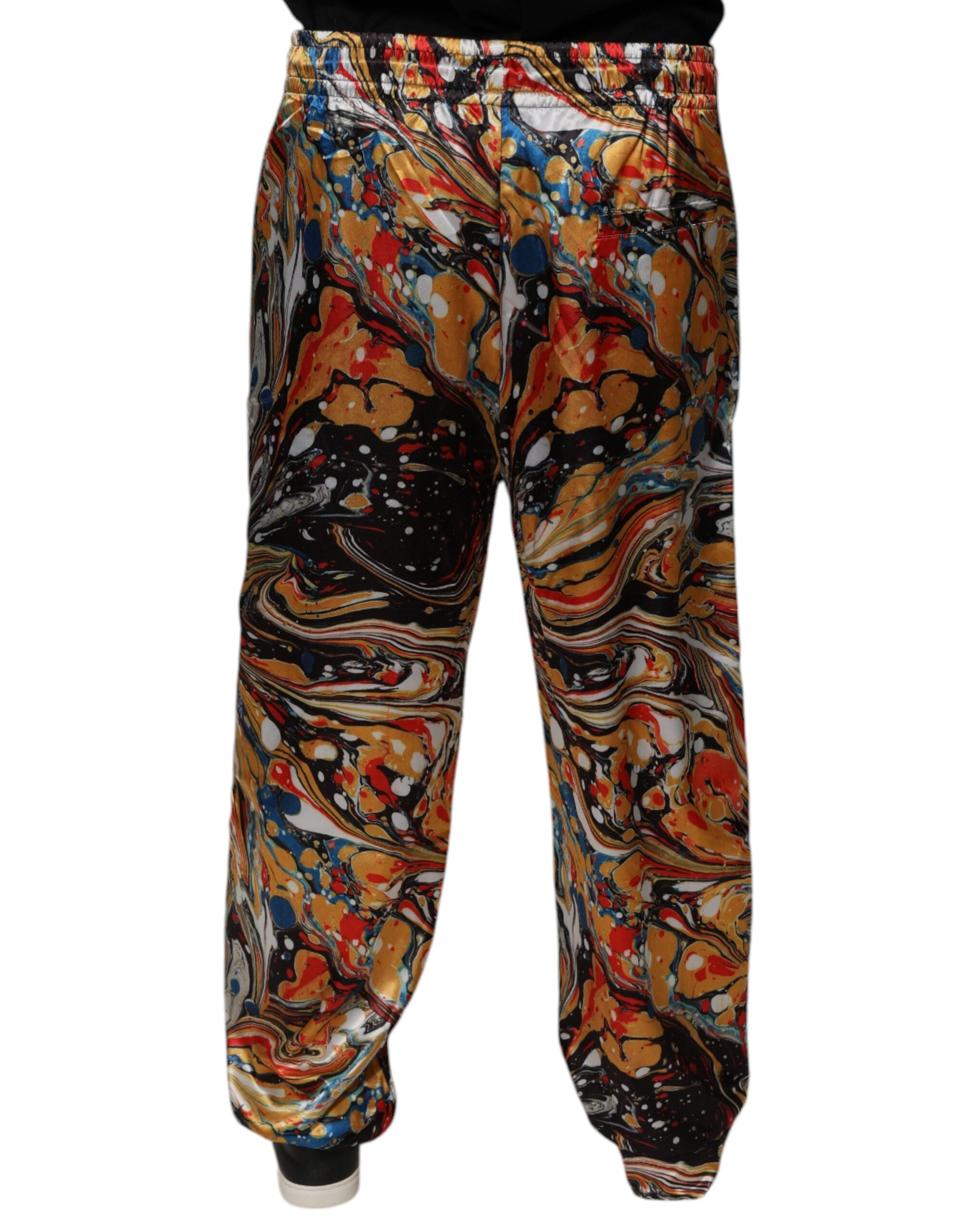 Multicolor Marmeren Satijnen Heren Trainingsbroek