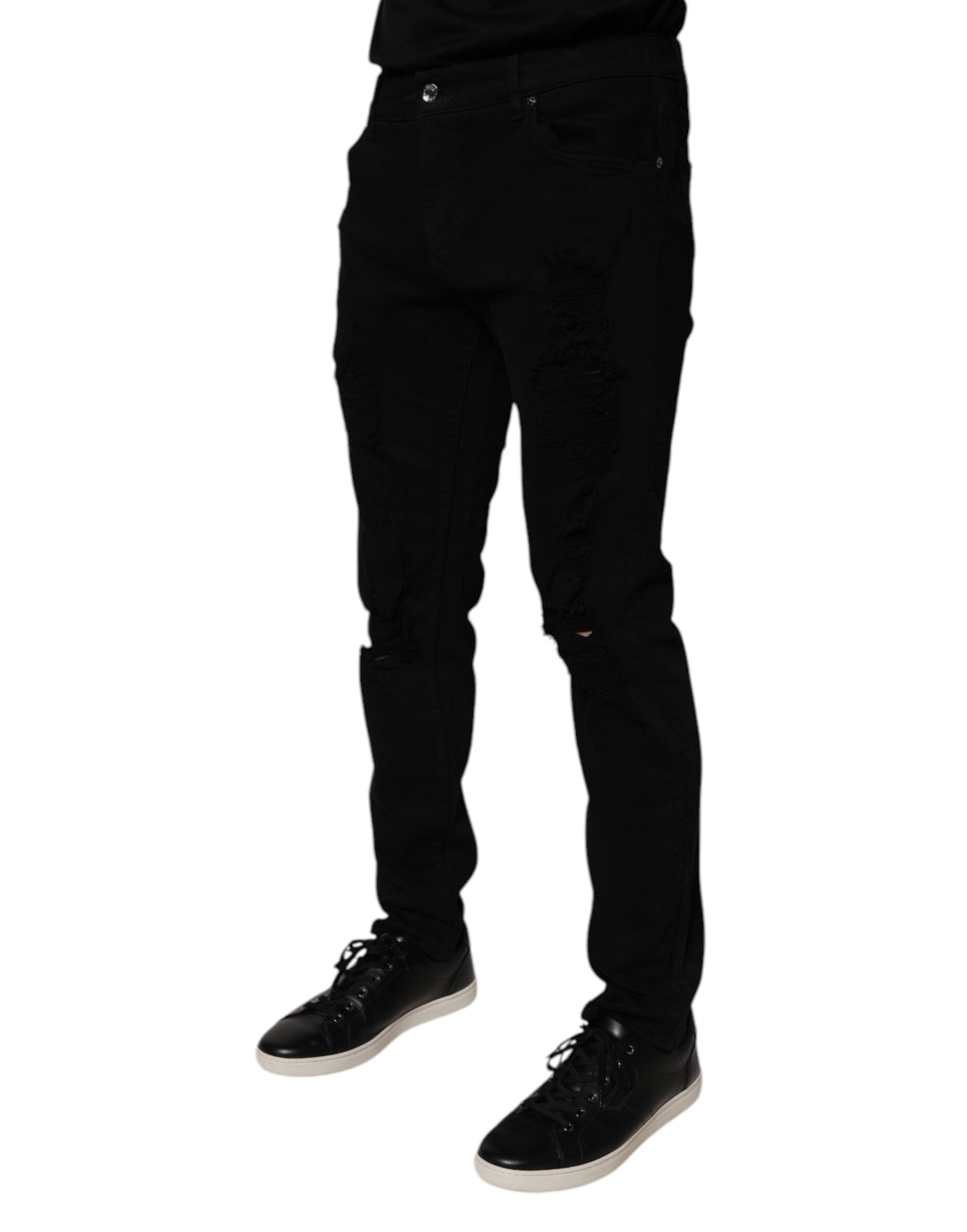 Zwarte skinny jeans van gescheurd katoen voor heren