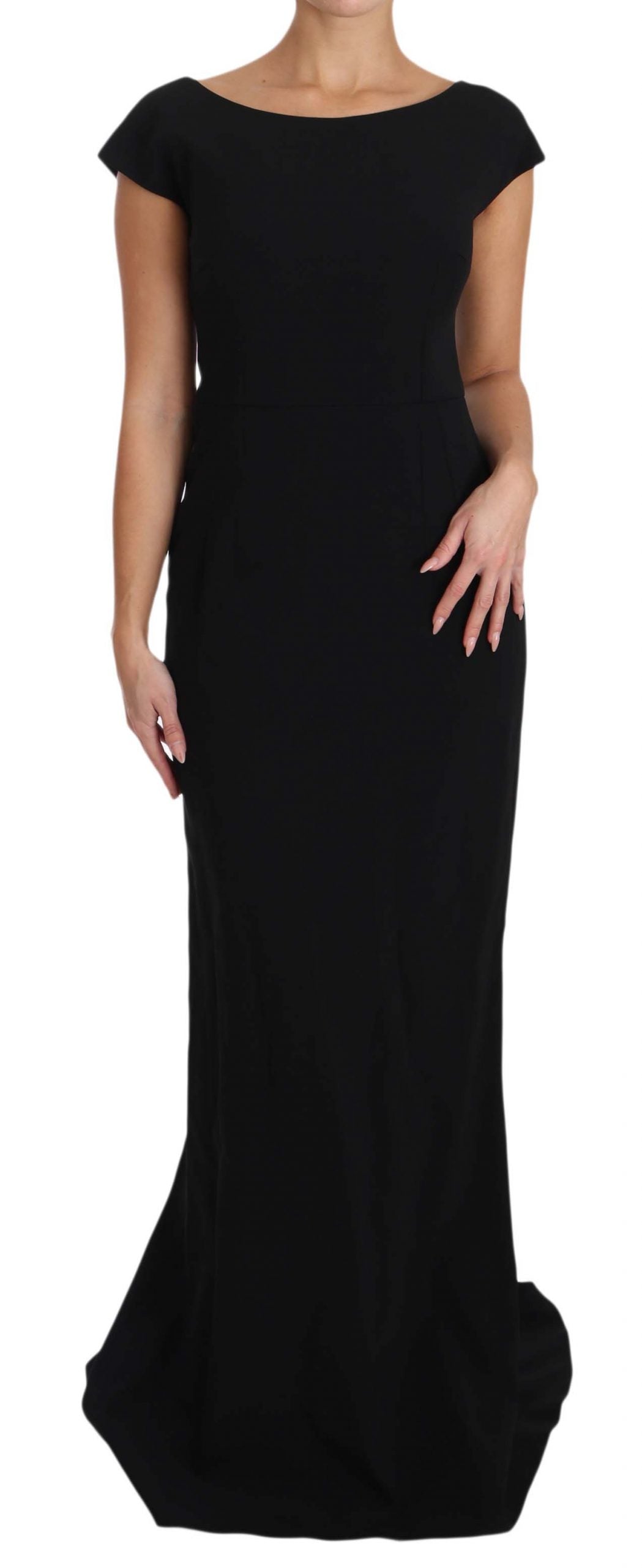 Zwarte stretch fit flare maxi-jurk