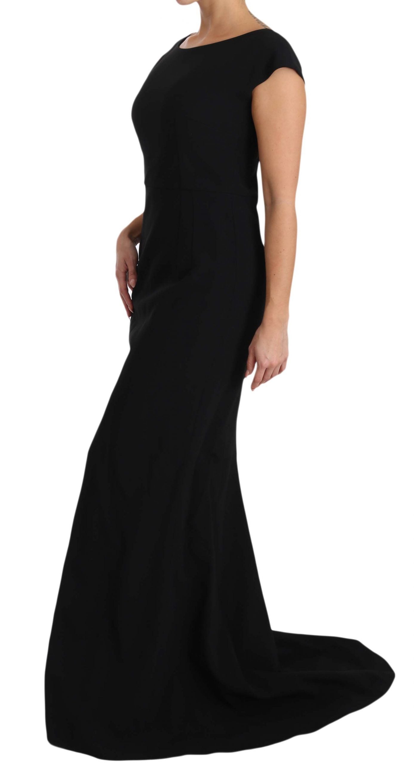 Zwarte stretch fit flare maxi-jurk