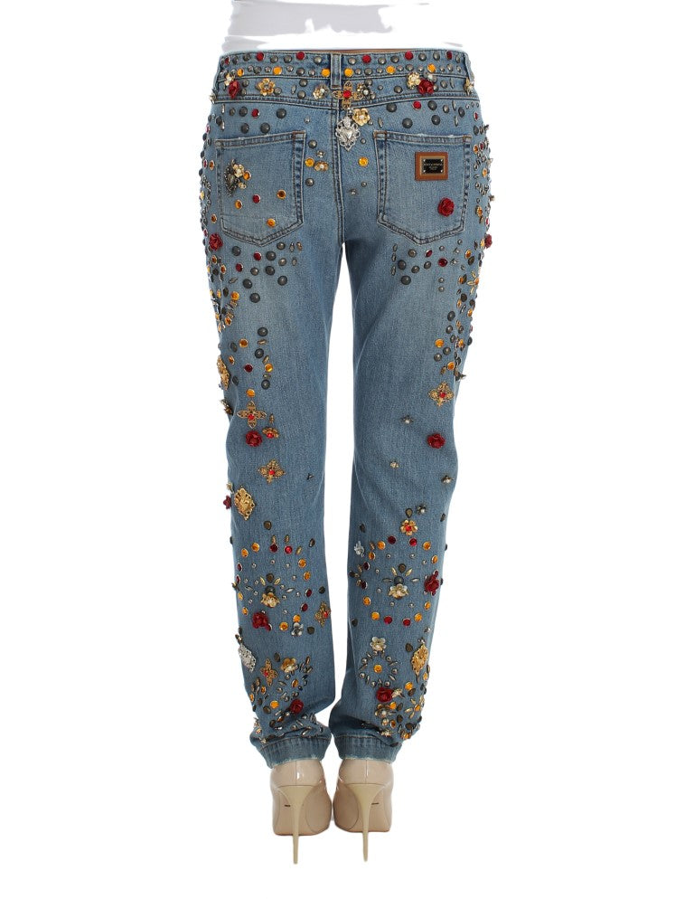 Kristallen rozen hart versierde jeans