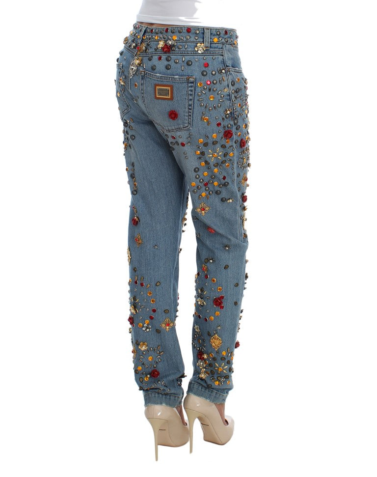Kristallen rozen hart versierde jeans