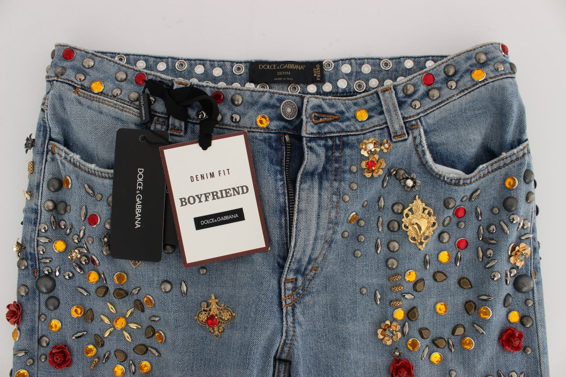 Kristallen rozen hart versierde jeans