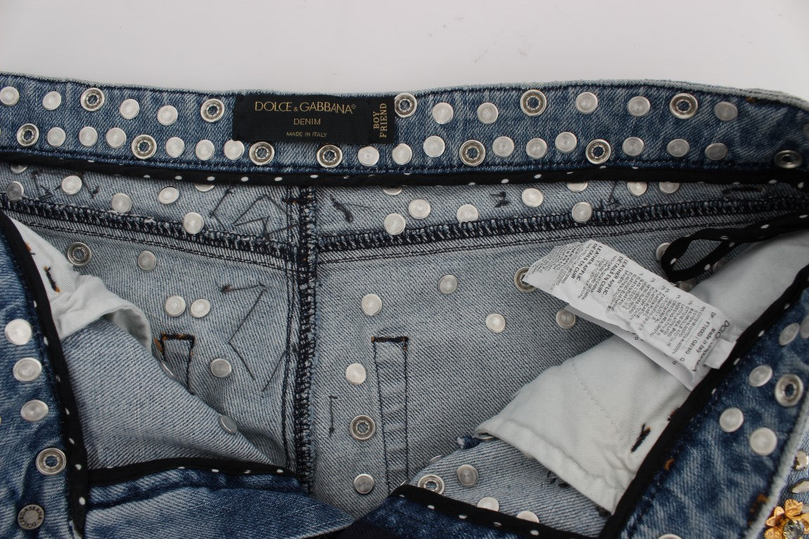 Kristallen rozen hart versierde jeans