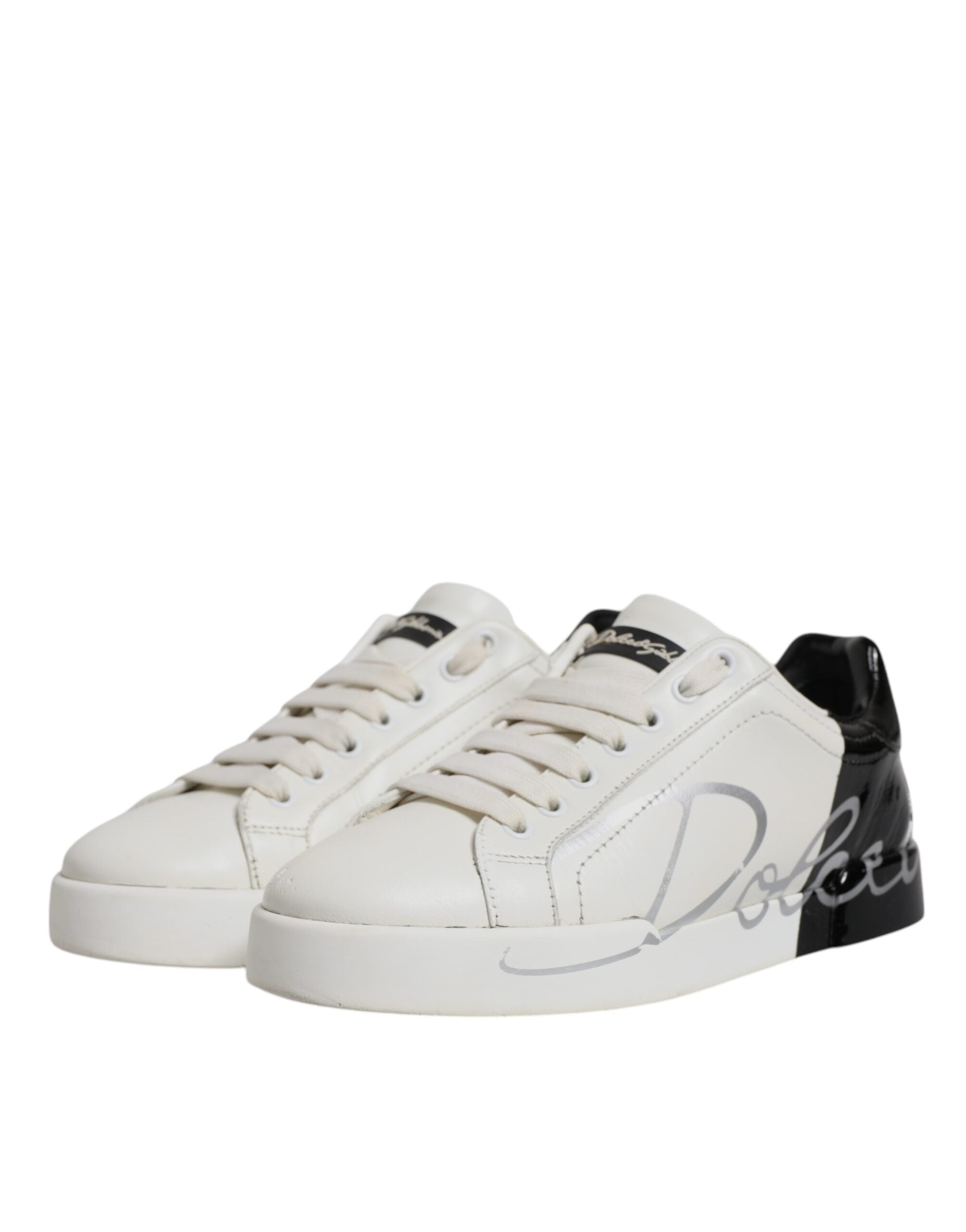 Wit-zwarte Portofino-sneaker voor heren met logo