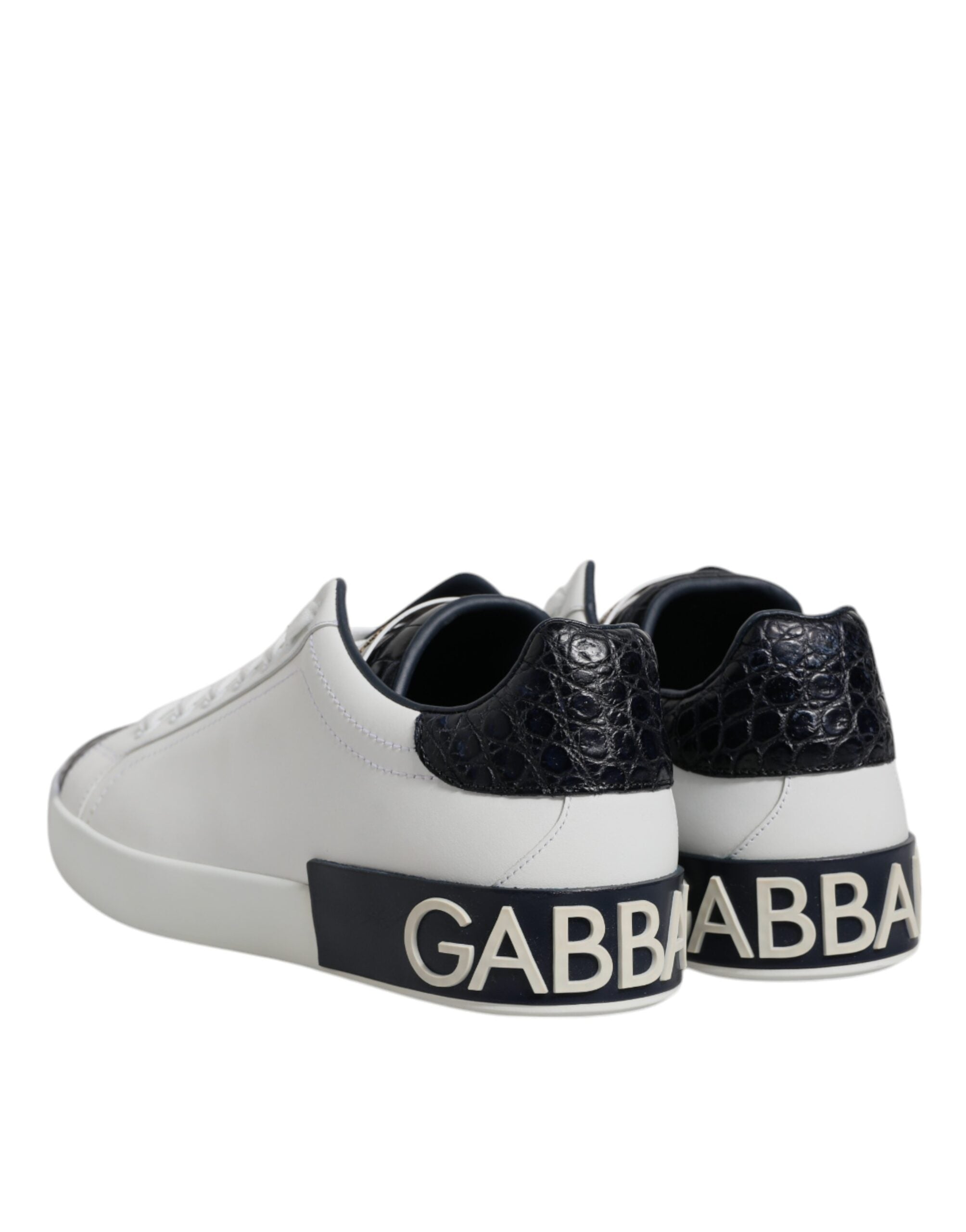 Witte zwarte leren Portofino-sneakerschoenen