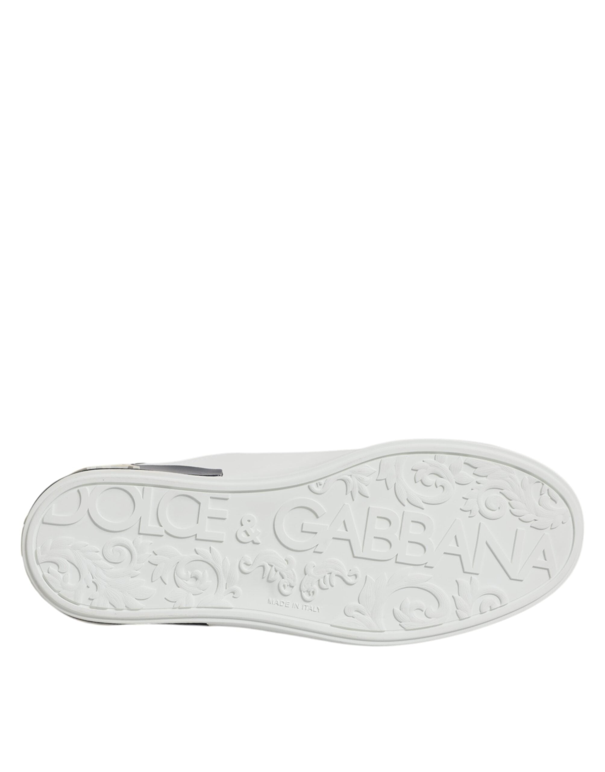 Witte zwarte leren Portofino-sneakerschoenen
