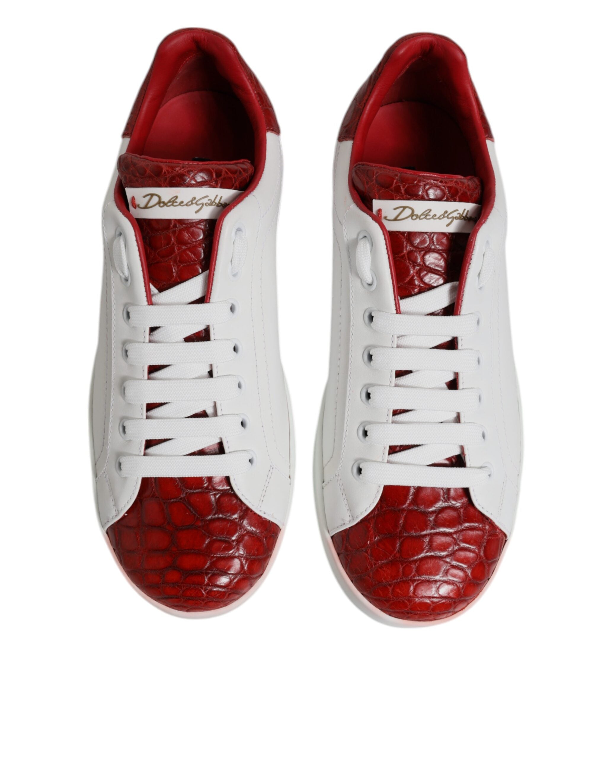 Witte rode leren Portofino heren sneaker schoenen