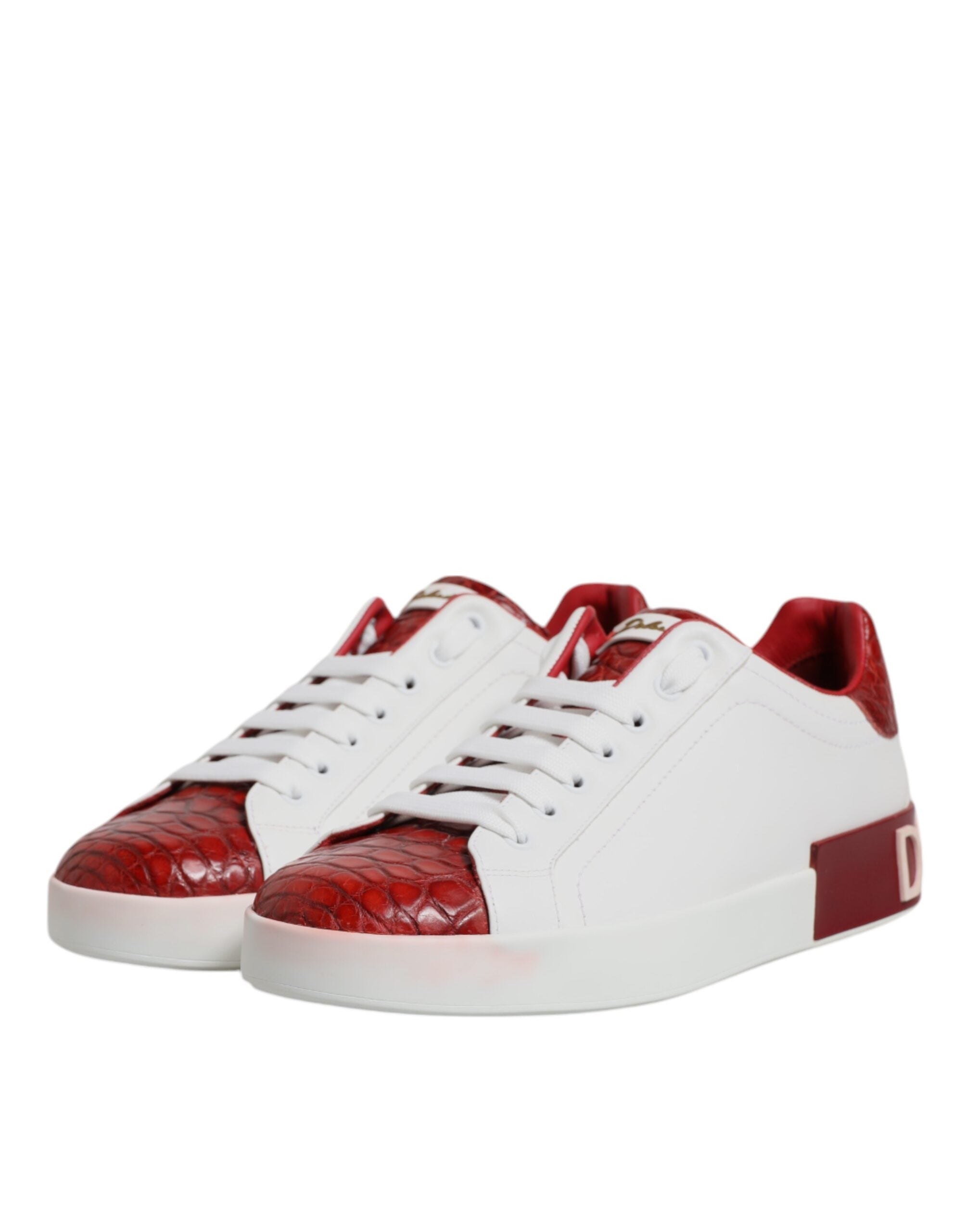Witte rode leren Portofino heren sneaker schoenen