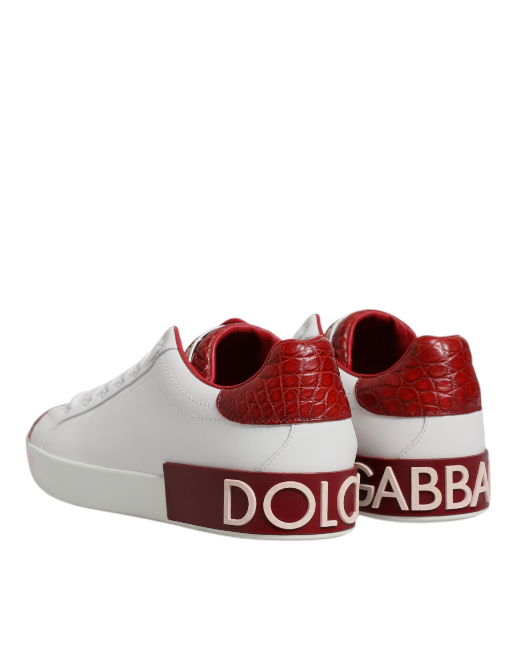 Witte rode leren Portofino heren sneaker schoenen