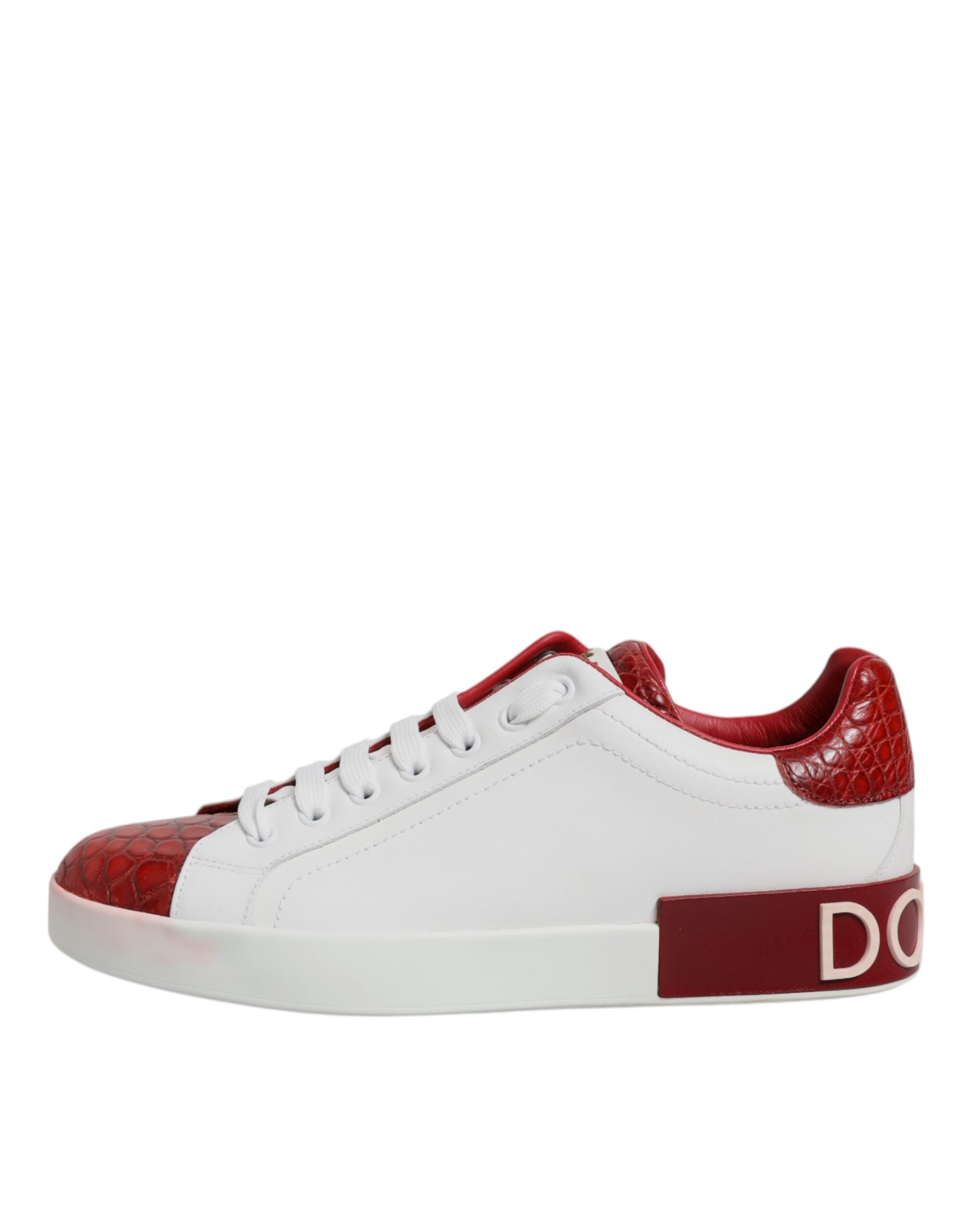 Witte rode leren Portofino heren sneaker schoenen