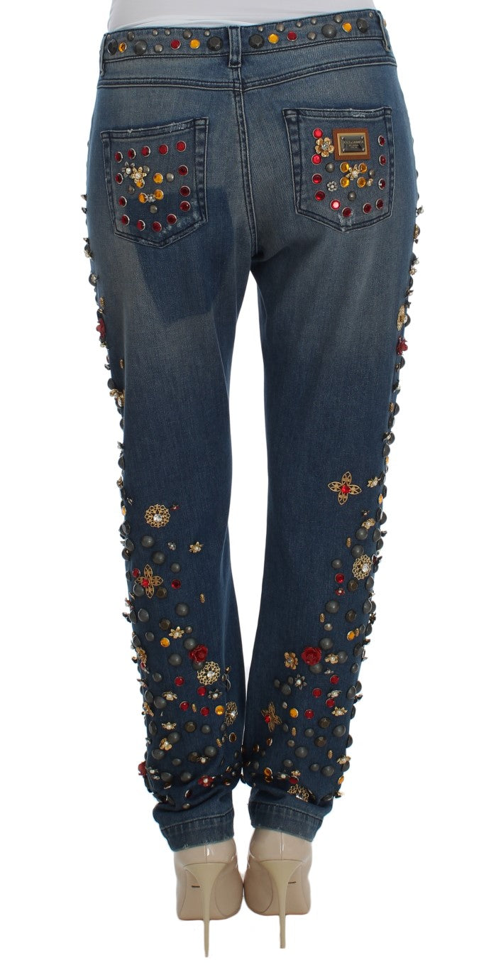 Kristallen rozen hart versierde jeans