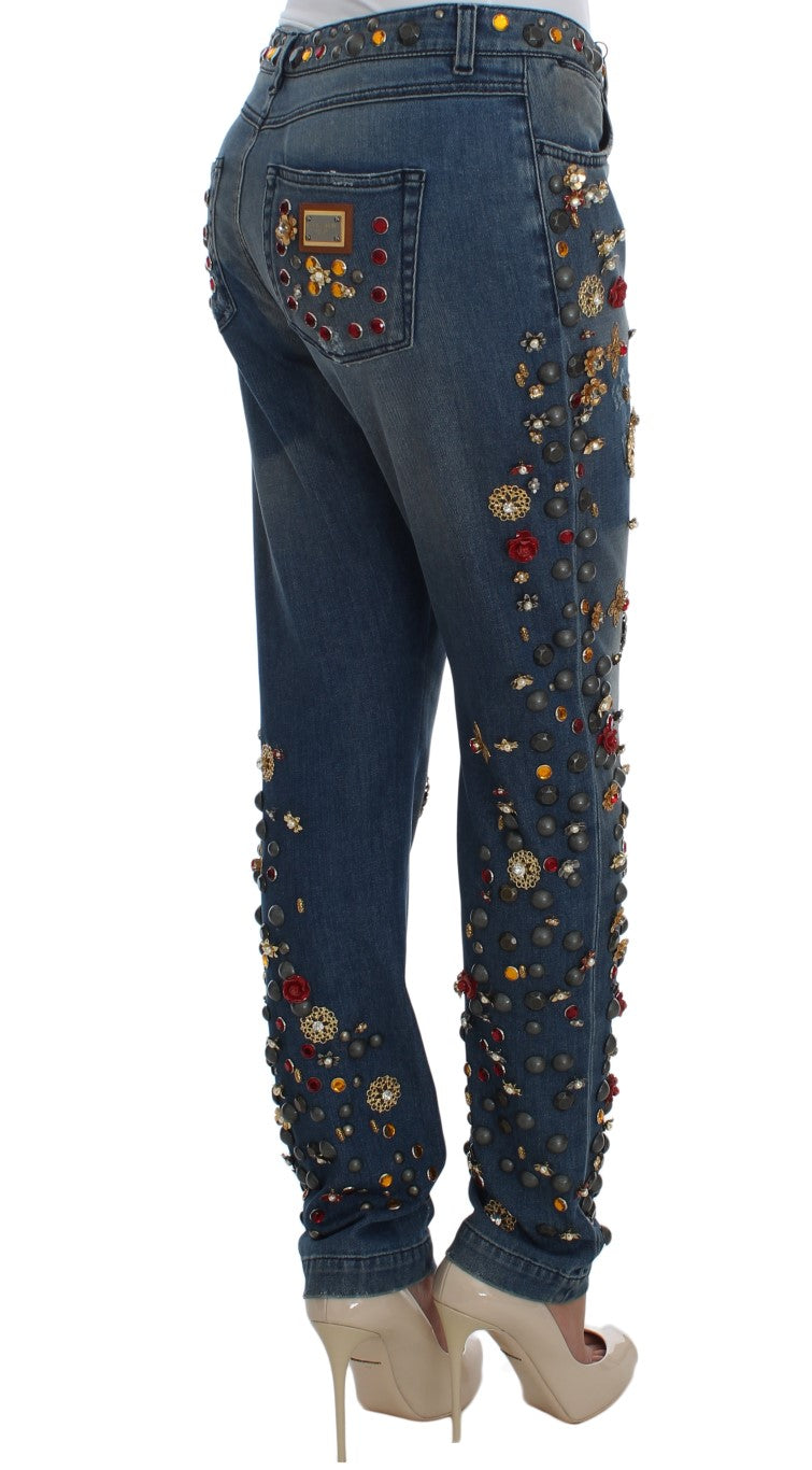 Kristallen rozen hart versierde jeans